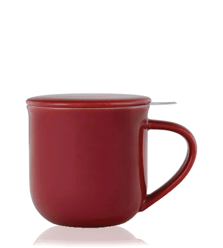 Porcelánový hrnek na čaj Minima Eva s nerezovým filtrem, 0,38 l, červený