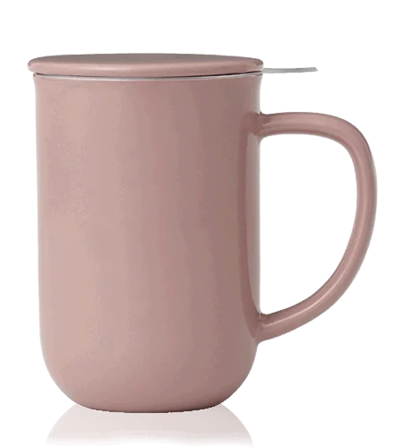Porcelánový hrnek na čaj Minima Balance s nerezovým filtrem, 0,55 l, růžový