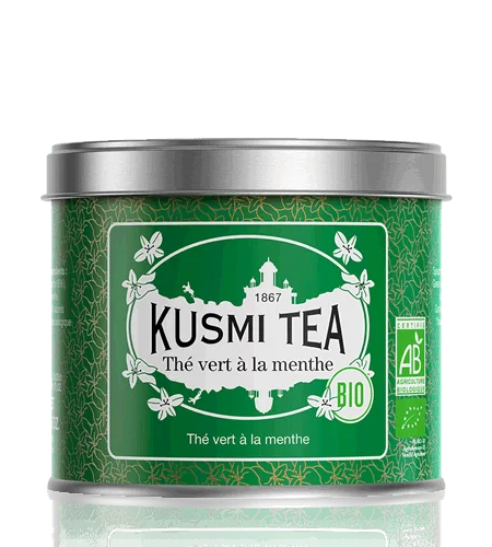 Sypaný zelený čaj Spearmint green tea Bio, kovová dóza 100 g