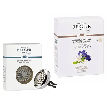 Maison Berger Paris Sada spony na vůni do auta Honey Comb a vůně do auta Květy pižma, 2 ks