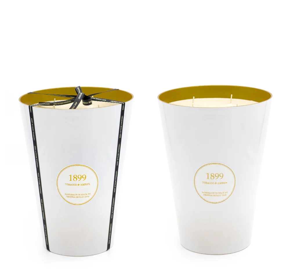 Vonná XXL svíčka se 4 knoty Tobacco & Amber, 4000 g, white & gold