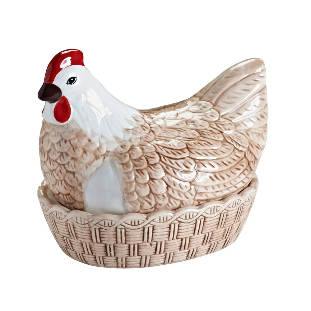 Mísa s víkem tvaru slepice Hen Nest, hnědá