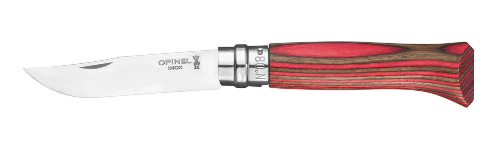 Zavírací nůž N°08, rukojeť finská bříza, 8,5 cm, červená