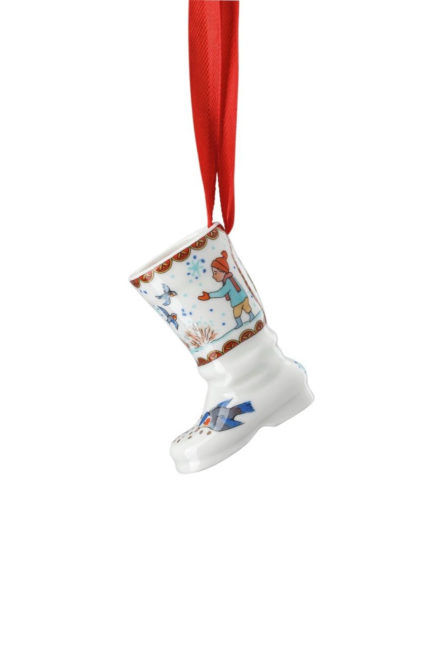 Porcelánová Mini botička motiv Děti a ptačí krmítko, Vánoční dárky, 5,2 cm