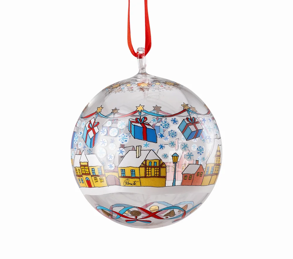 Skleněná koule na stromeček, Vánoční trh, Ø 6 cm