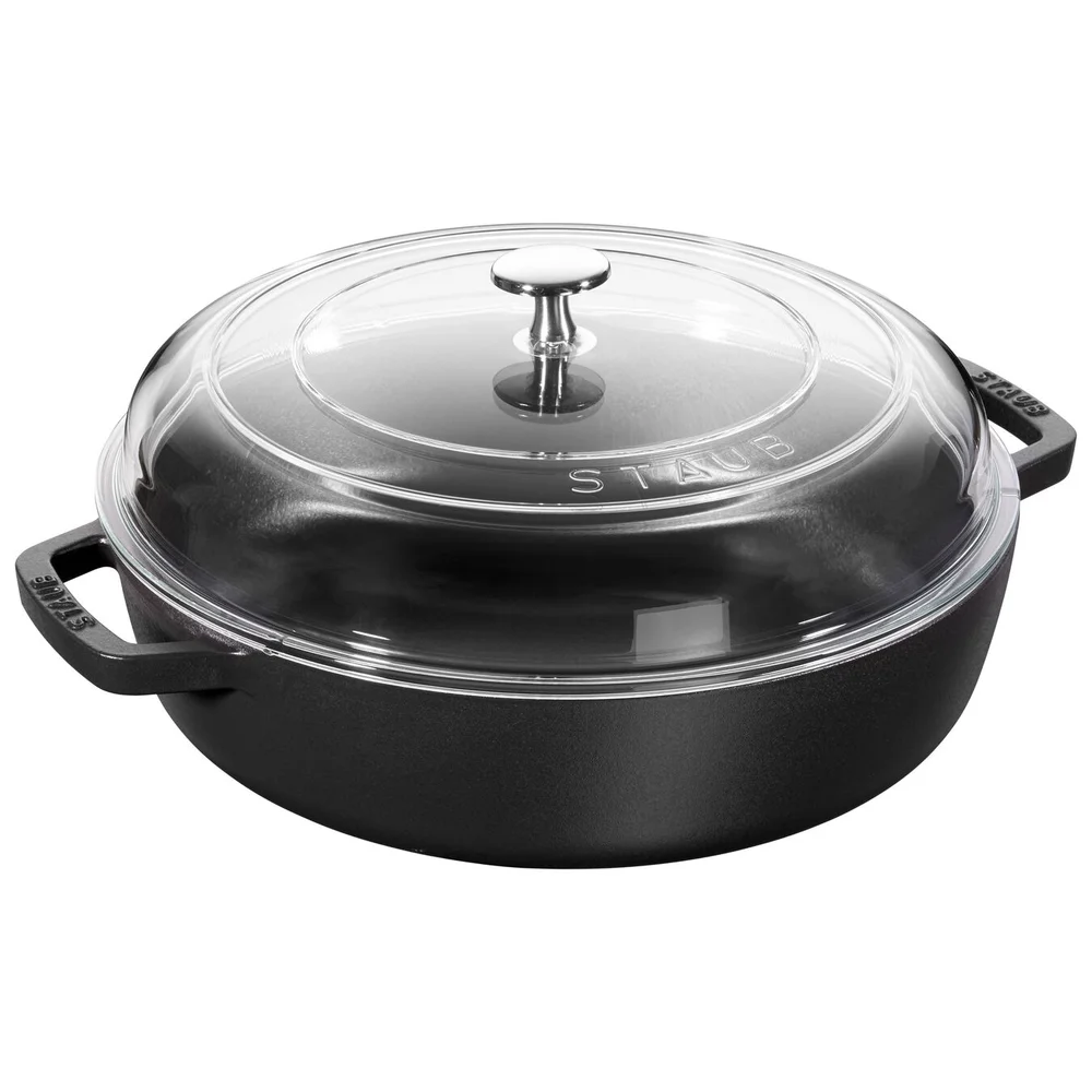 Litinový kastrol se skleněnou poklicí Braiser, 24 cm, višňový