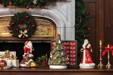 Villeroy & Boch Christmas Toys Memory svícen / hrající Santa na střeše, 32 cm