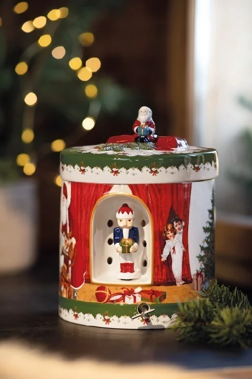 Christmas Toys dárková hrací skříňka / svícen, Santa přináší dárky, Ø 16 cm