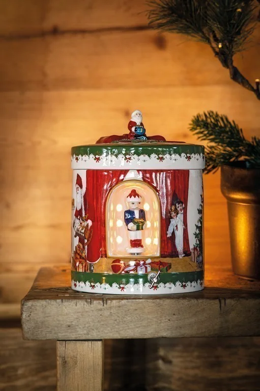 Christmas Toys dárková hrací skříňka / svícen, Santa přináší dárky, Ø 16 cm