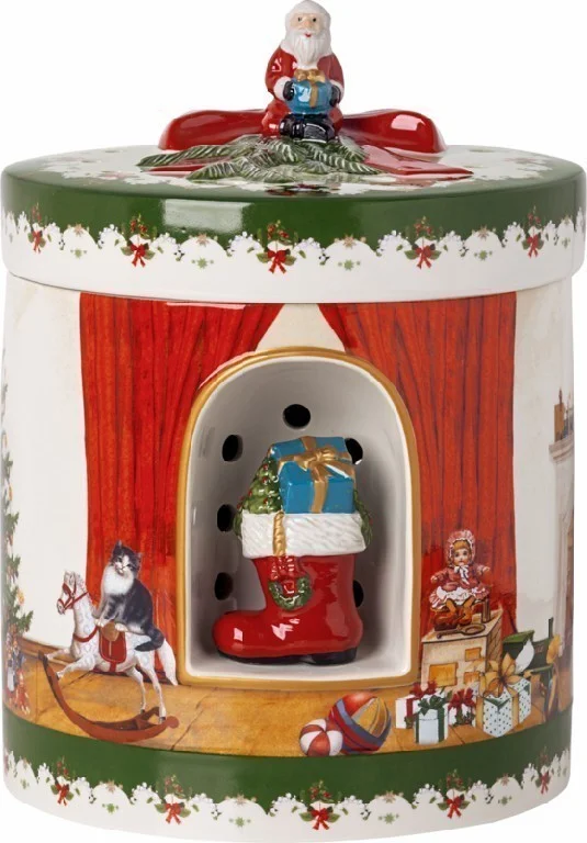 Christmas Toys dárková hrací skříňka / svícen, Santa přináší dárky, Ø 16 cm