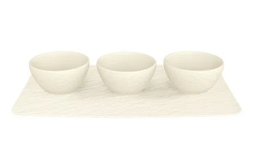 Villeroy & Boch Manufacture Rock Blanc sada misek na dip s podnosem
