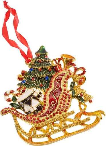 Villeroy & Boch Winter Collage Accessoires kovová závěsná dekorace, sáně, 12 cm