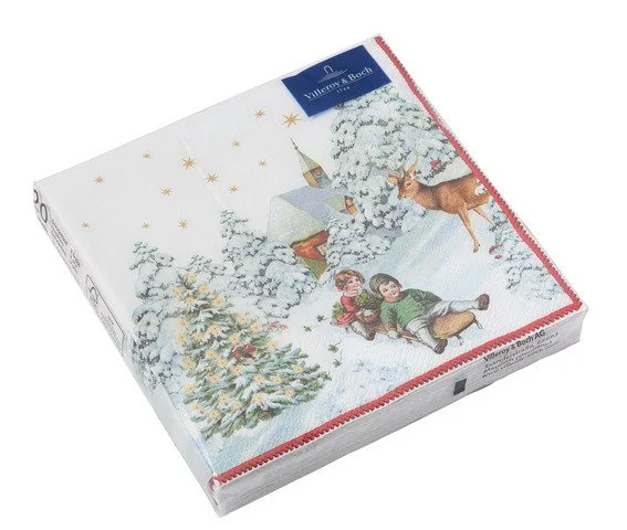 Winter Specials vánoční ubrousky, děti na saních, 33 x 33 cm