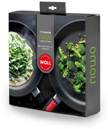 Woll Sada 2 nepřilnavých pánví Titanium Nowo s odnímatelnou rukojetí, 24 + 28 cm