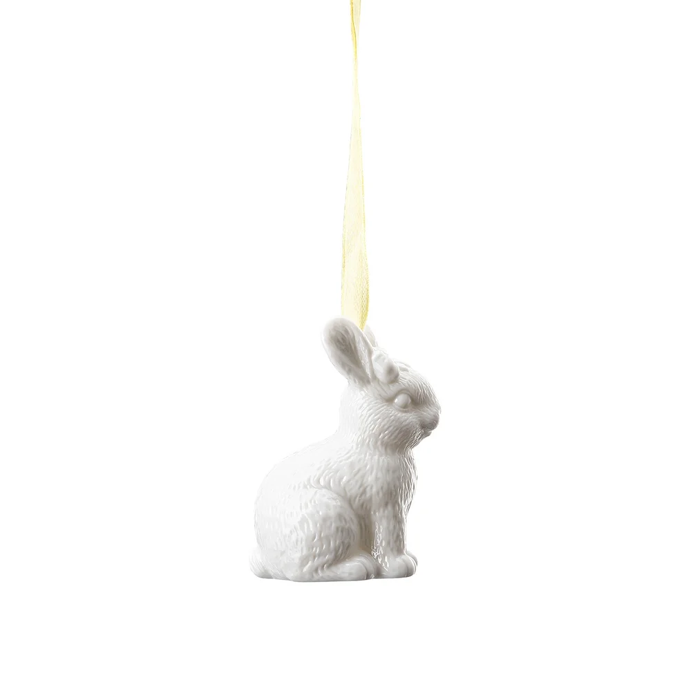 Velikonoční závěsná dekorace porcelánový zajíček sedící, 6 cm