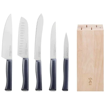 Opinel Blok s noži Intempora, 5ks (kuchařský, Santoku, na chléb, na zeleninu, porcovací,