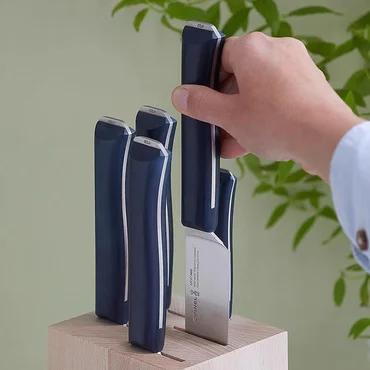 Opinel Blok s noži Intempora, 5ks (kuchařský, Santoku, na chléb, na zeleninu, porcovací,