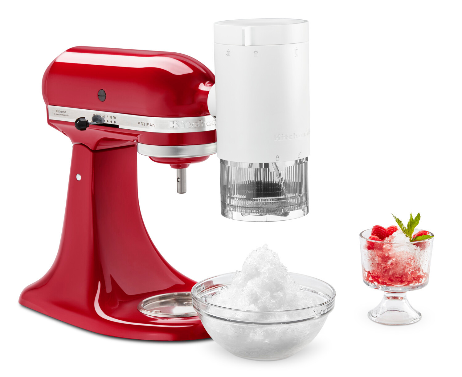 4.8 L Tilt-Head Stand Mixer_EMPIRE RED_45_ with result_Shave Ice Att 5KSMSIA_ p210609kp-018z