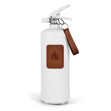Nordic Flame Hasicí přístroj, práškový, 2 kg, bílá s tmavým koženým pruhem