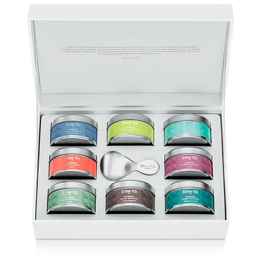 Kusmi Tea Dárková sada Alain Ducasse, set 8 čajových miniatur s čajovou lžičkou