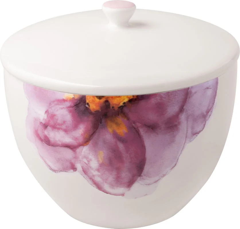 Porcelánová dóza na sypaný čaj s pokličkou Rose Garden, 0,7 l