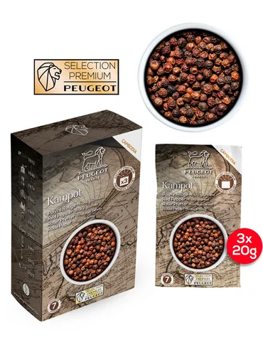 Peugeot Červený pepř Kampot Premium, 3 x 20 g