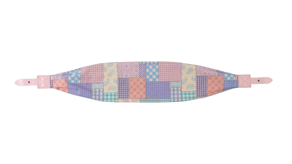Látkový popruh POP, vzor Patchwork, růžová přezka