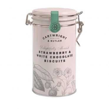 Cartwright & Butler Sušenky s jahodami a bílou čokoládou, kovová dóza, 200 g