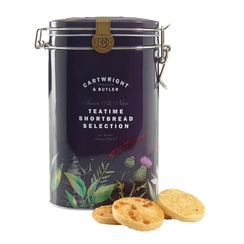 Sušenky shortbread s mandlemi a slaným karamelem, kovová dóza, 300 g