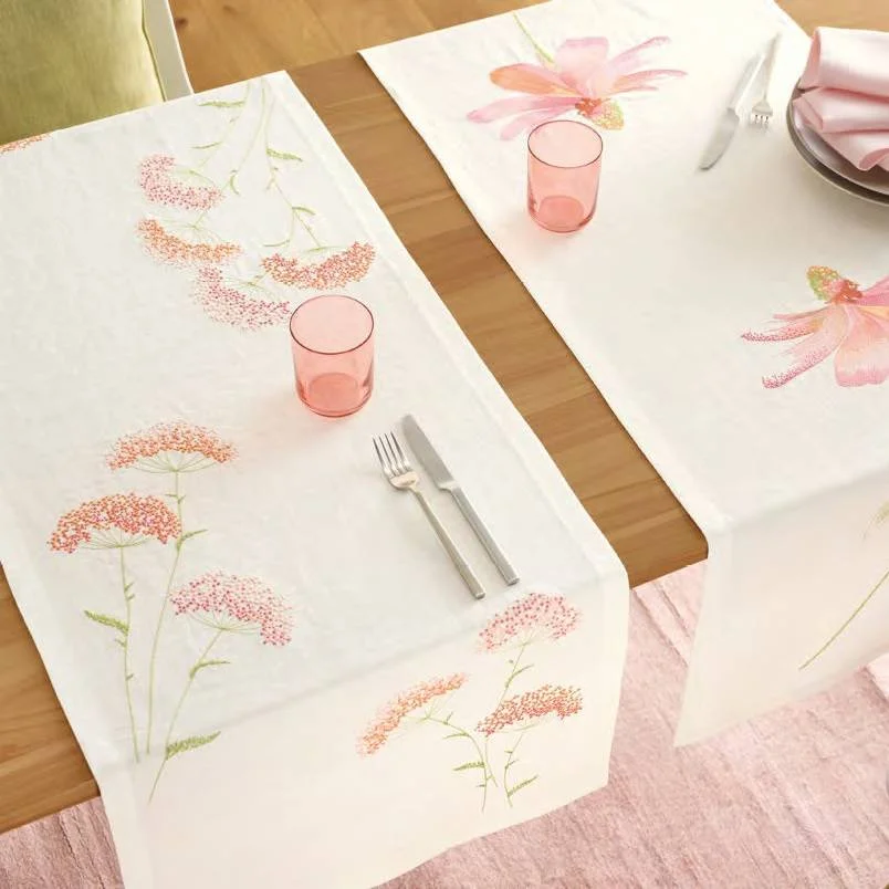 Běhoun na stůl Yara, 50 x 150 cm, ecru/pink