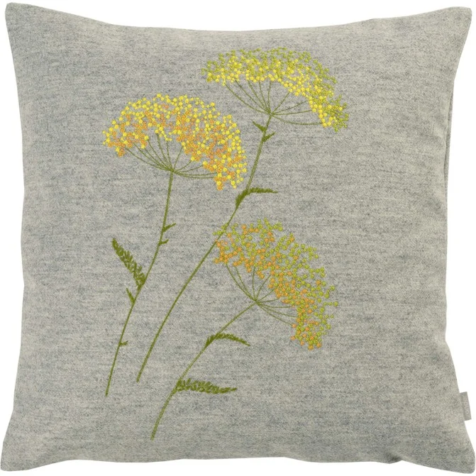 Povlak na polštář Yara Wool, 40 x 40 cm, light grey/yellow
