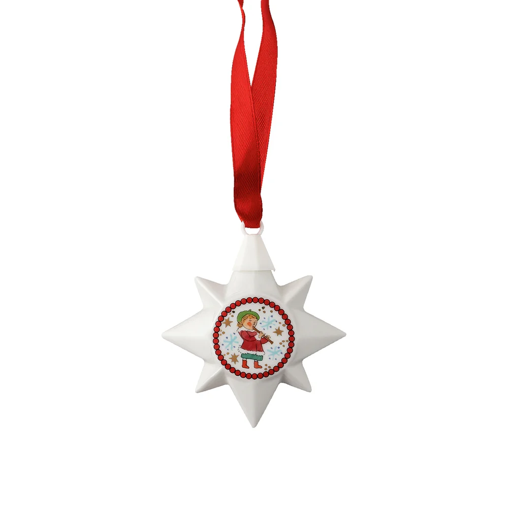 Porcelánová mini hvězda motiv Flétna, Christmas Sounds, Ø 6,5 cm