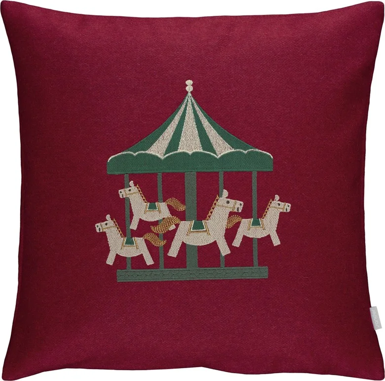 Vlněný povlak na polštář Merry-go-round, 40 x 40 cm, red