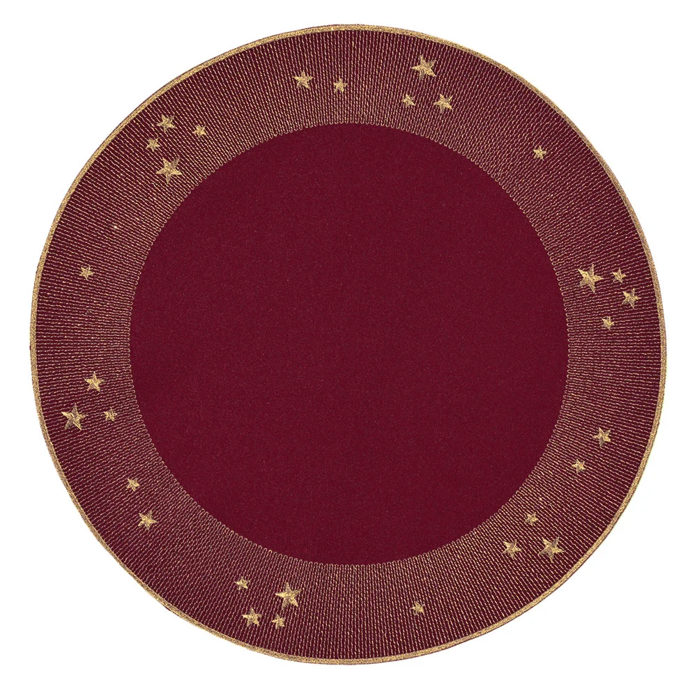 Kulaté prostírání Starlight, 28 cm, burgundy