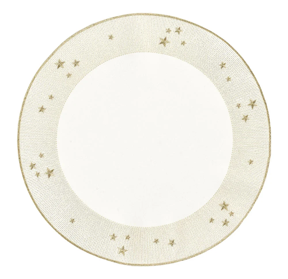 Kulaté prostírání Starlight, 28 cm, ecru