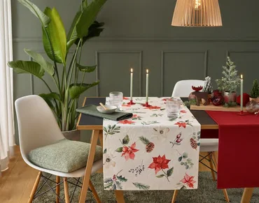 Sander Bavlněný vánoční běhoun X-mas Flowers, 40 x 100 cm