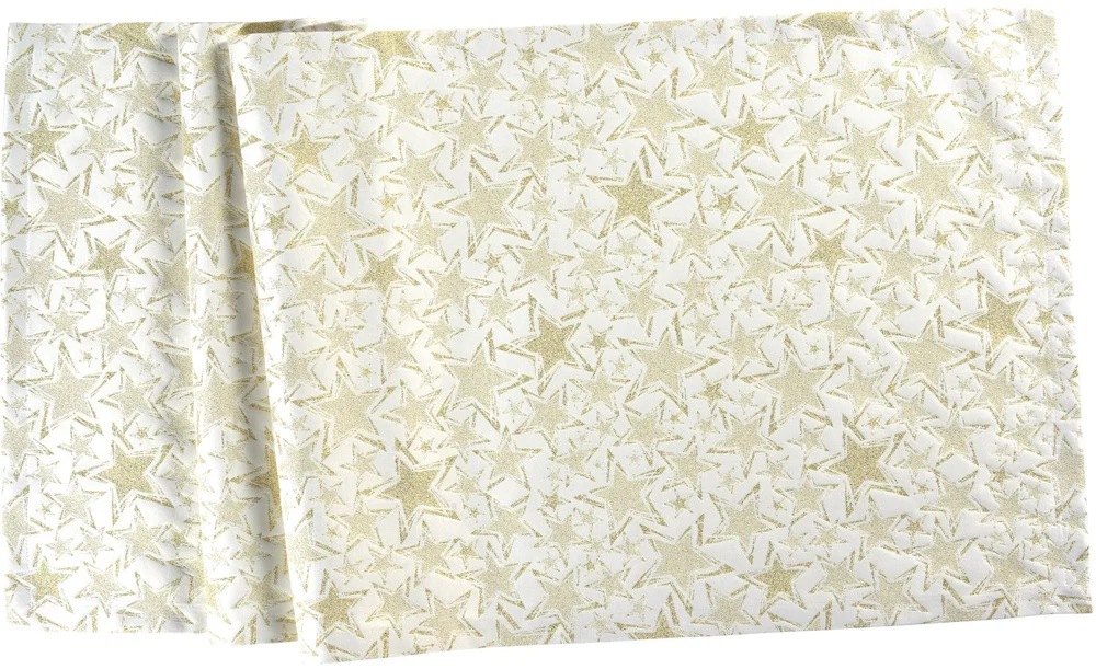Stylový ubrus Stelle s motivem hvězd, 130 x 170 cm, ecru / gold