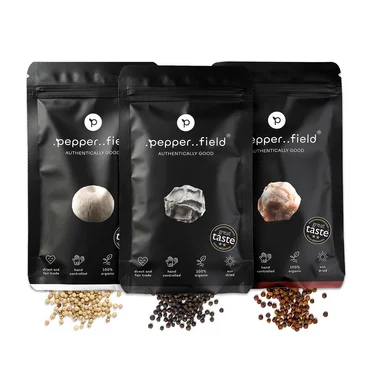 Pepperfield Sada kampotských pepřů - černý, červený, bílý - 3 x 50 g