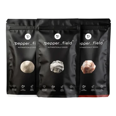 Pepperfield Sada kampotských pepřů - černý, červený, bílý - 3 x 50 g