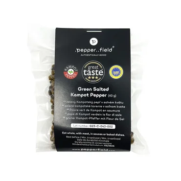 Pepperfield Zelený Kampotský pepř v solném květu malý, 40 g