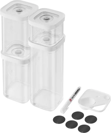 Zwilling Vakuovací dózy S Fresh & Save Cube s vložkou 4v1, fixem a štítky, 6 ks