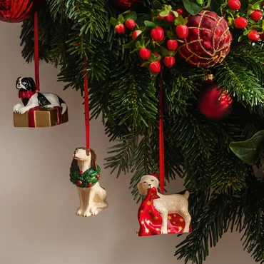 Villeroy & Boch Závěsná vánoční dekorace Nostalgic Ornaments, Pejsci, 3 ks