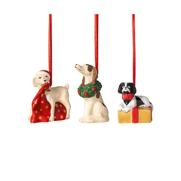 Villeroy & Boch Závěsná vánoční dekorace Nostalgic Ornaments, Pejsci, 3 ks