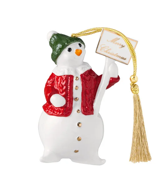 Závěsná porcelánová ozdoba Christmas Classics, Sněhulák, 9,7 cm