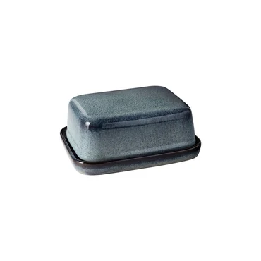 Villeroy & Boch Kameninová dóza na máslo Lave gris, 14,7 x 11,7 cm