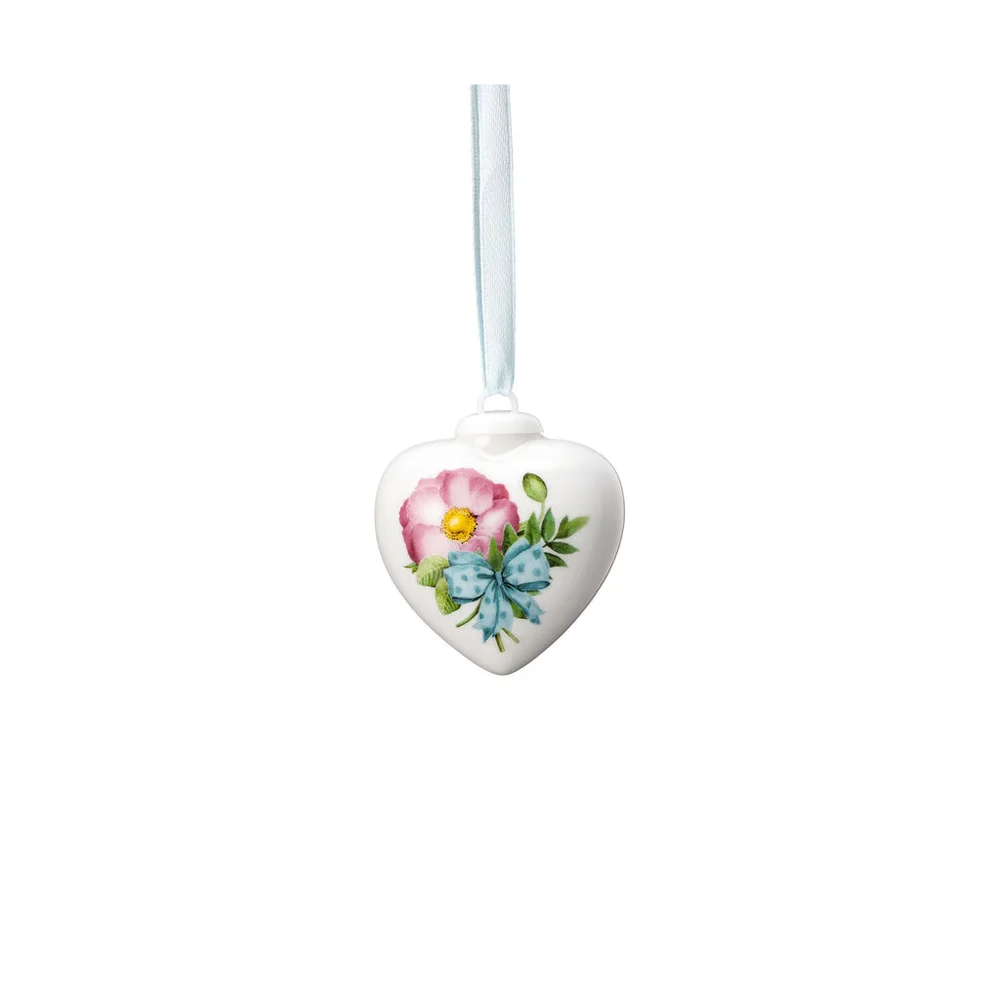 Velikonoční porcelánová závěsná dekorace mini srdíčko "Sasanka", 4,5 cm