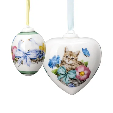 Rosenthal Velikonoční porcelánová závěsná dekorace srdce "Koťátko", 7 cm