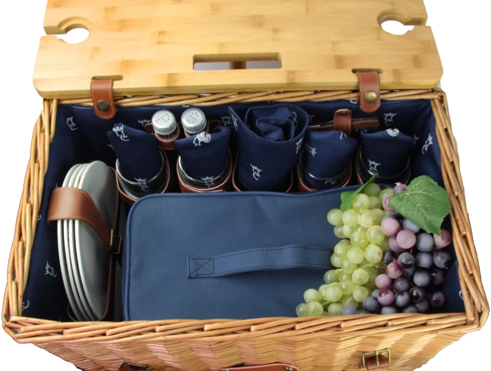 P-15236 - Saint-Honoré bleu - Panier pique-nique 4 personnes - détail (čtverec malý)