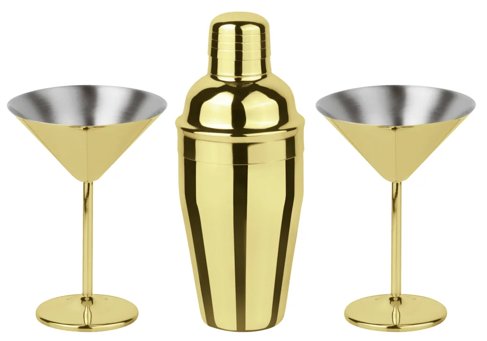 Set na přípravu koktejlů Martini, 3ks, zlatá