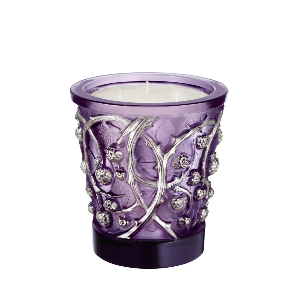 Křišťálová váza / vonná svíčka Crystal Epines Platine, 750 g, fialová